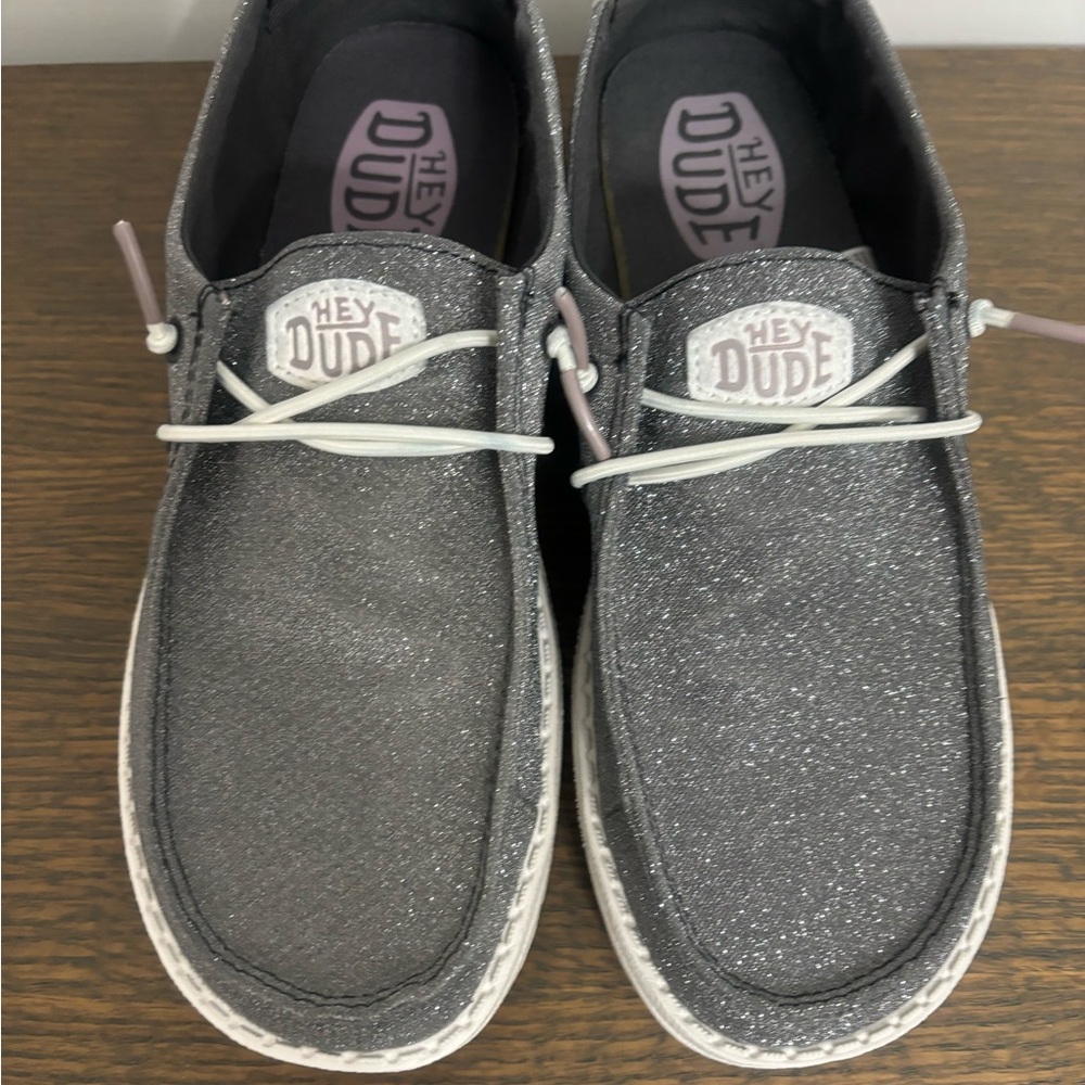 Dark Gray sparkly Hey Dudes ladies